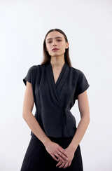 Top Cruzado Drapeado Seda