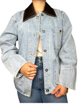 Chaqueta Denim Cuello cuero de Cordero