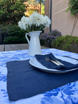 Juego de 12 Individuales Y 12 Servilletas Lino Azul