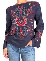 Blusa Navy Bordada
