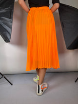 Falda Plisada Naranja Fluorescente