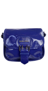 Bandolera Cuero Charol Azul