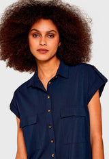 Vestido Apricot Azul - Calce Ajustado