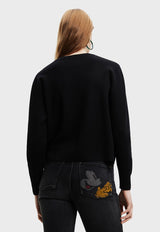 Sweater Desigual Patch Mickey Mouse Negro - Calce Regular