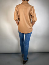 Blusa Efecto Cuero Café