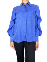 Blusa Azul Vuelos Mangas
