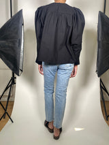 Blusa Negra Manga Obispo