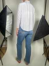 Blusa Blanca Bolsillos Delanteros