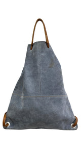 Mochila Cuero Gris