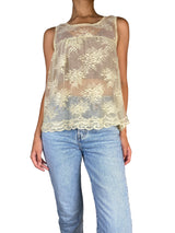Blusa Traslucida Beige Encaje