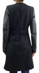 Abrigo Draper Lana y Cuero