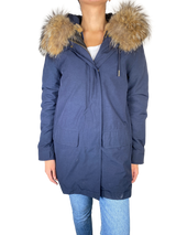 Chaqueta Azul Piel Capucha