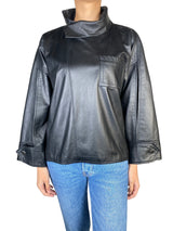 Blusa Oversize Cuero Negro