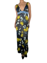 Vestido Flores Tajos Laterales