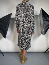 Vestido Lino Long Shirt Feline Black Polonio by Magma