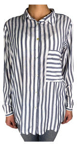 Camisa Rayas Gris Y Blanco