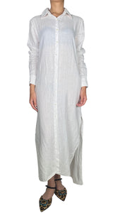 Vestido Camisero Blanco Lino