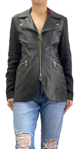 Chaqueta Cuero y Lino