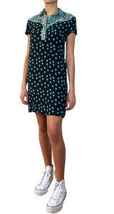 Vestido Negro Estampado Verde