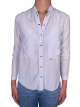 Blusa Blanca Bolsillos Delanteros