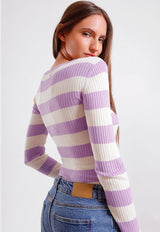 Sweater Jacqueline de Yong Plum Morado - Calce Ajustado