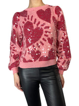 Sweater Pink Hearts Sequin
