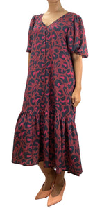 Vestido Burdeo Animal Print