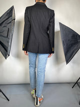 Blazer Lana Negro Botones Dorados