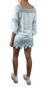 Blusa Macrame Celeste