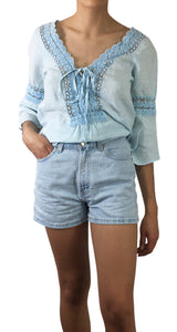Blusa Macrame Celeste