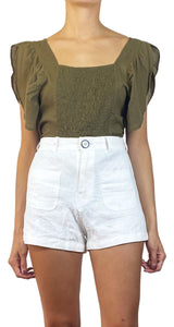 Blusa Verde Olivo Corrugada