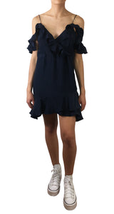 Mini Vestido Azul Satinado