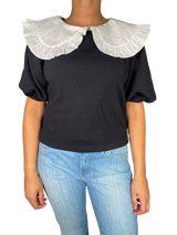 Blusa Negra Cuello Bobo