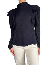 Blusa Snake Seda Azul Marino