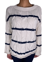 Sweater Tejido Blanco Franjas Azul