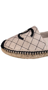 Alpargatas Beige Logo Bordado