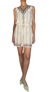 Vestido Beige Con Aplicaciones