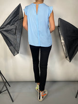 Blusa Celeste Traslucida