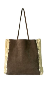 Cartera Cuero Y Rafia