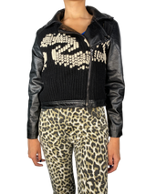 Chaqueta Cuero Vegano Y Bordado Lana