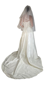 Vestido de Novia Drapeado con Aplicaciones