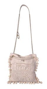 Shopper with crochet embroidery