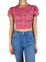 Crop Top Con Mangas de Vuelo