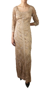 Maxi Vestido Beige Encaje