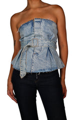 Blusa Strapless Denim