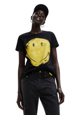Polera Desigual Smiley Negro - Calce Regular