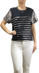 Polera Rayas Plateadas