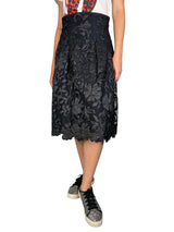 Falda Midi Negra Floreada