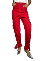 Pantalón Denim Cargo Rojo Weili Zheng