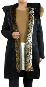 Abrigo Negro Piel Mapache